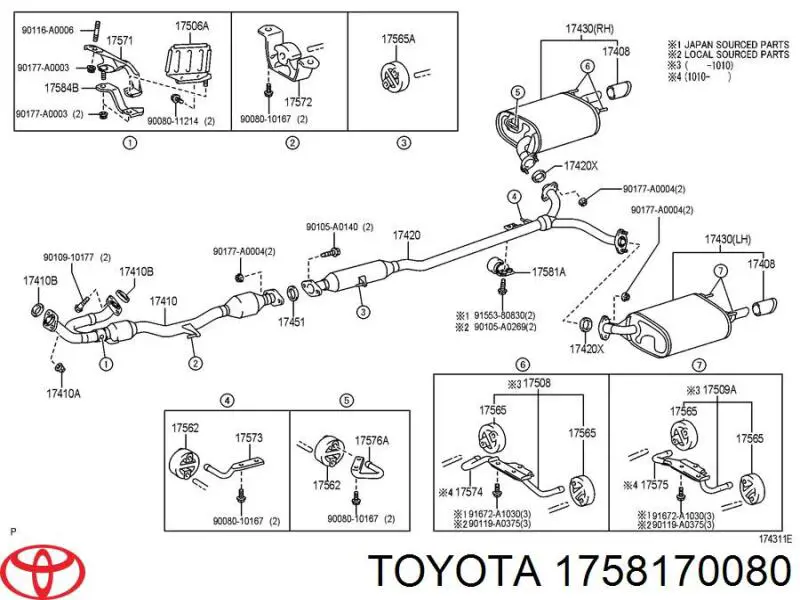 Almohadilla de tope silenciador Toyota 1758170080 precio, desde 14,60 EUR