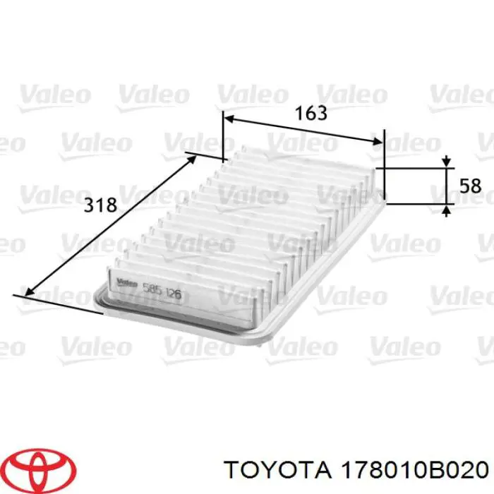 El filtro de aire Toyota 178010B020 precio, desde 9,80 EUR