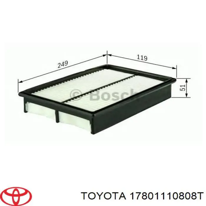 Filtro de aire 17801110808T Toyota