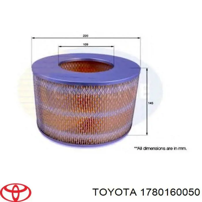 1780160050 Toyota filtro de aire