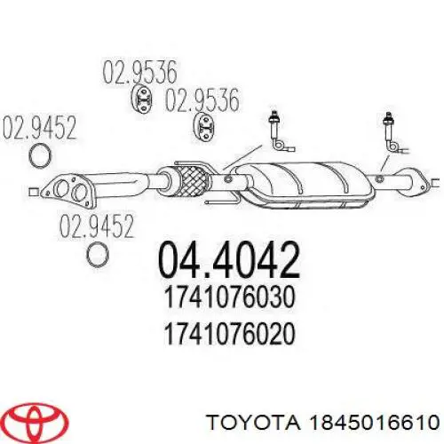 Catalizador 1845016610 Toyota