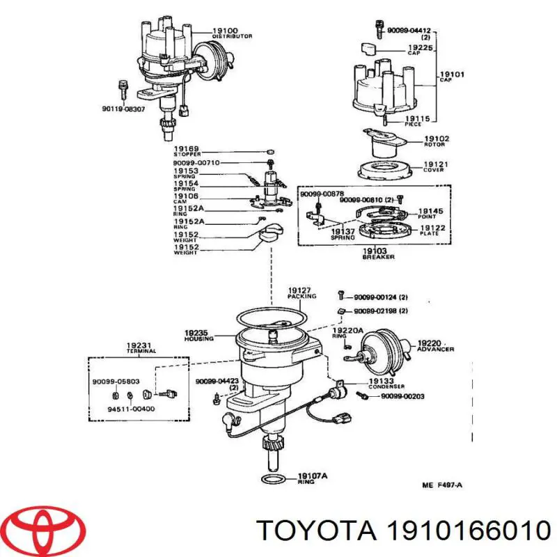 Tapa de distribuidor de encendido Toyota 1910166010 precio, desde 25,83 EUR