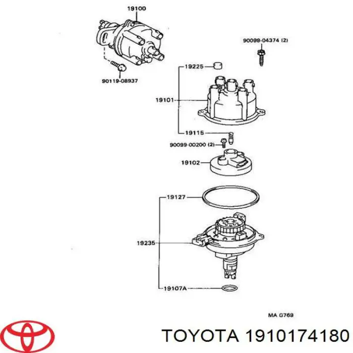 1910174180 Toyota tapa de distribuidor de encendido
