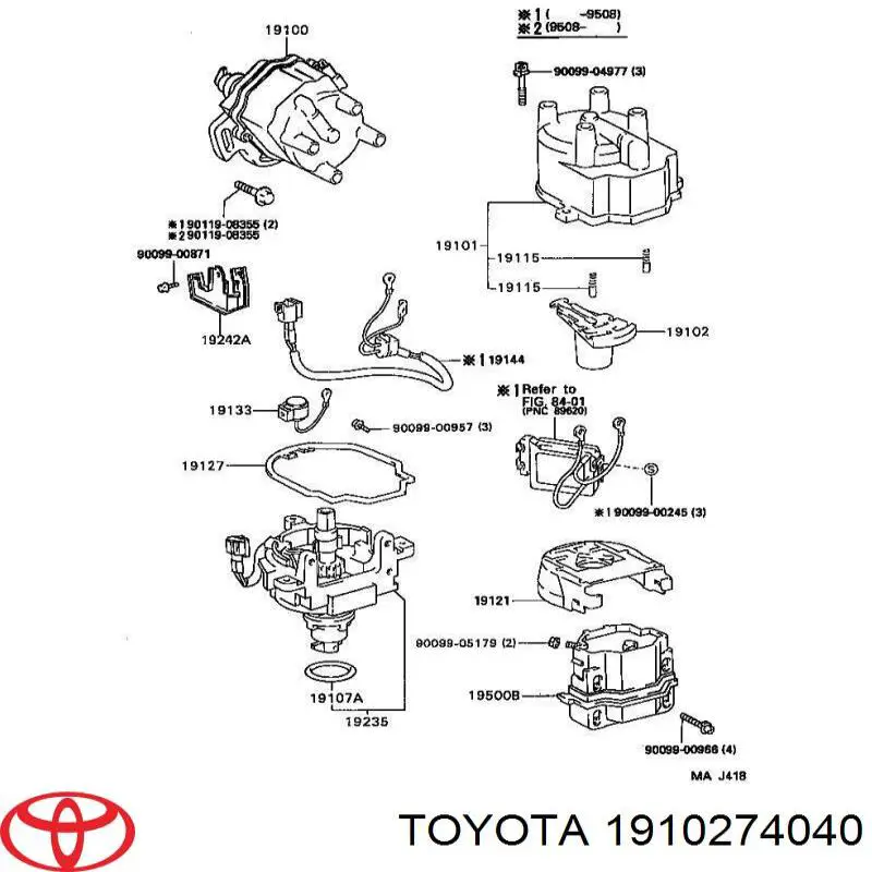 1910274040 Toyota rotor del distribuidor de encendido