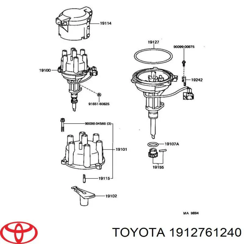 1912761240 Toyota junta torica de distribuidor