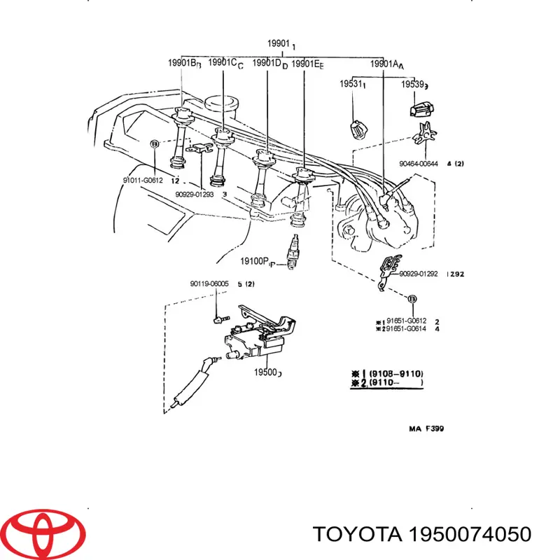 1950074050 Toyota bobina de encendido