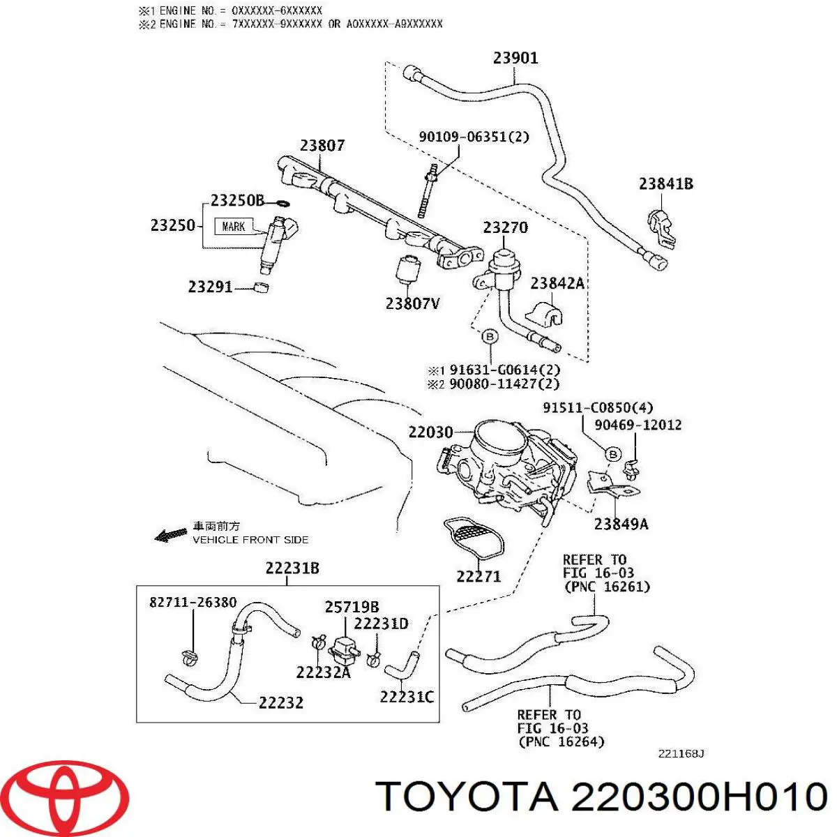 220300H010 Toyota cuerpo de mariposa