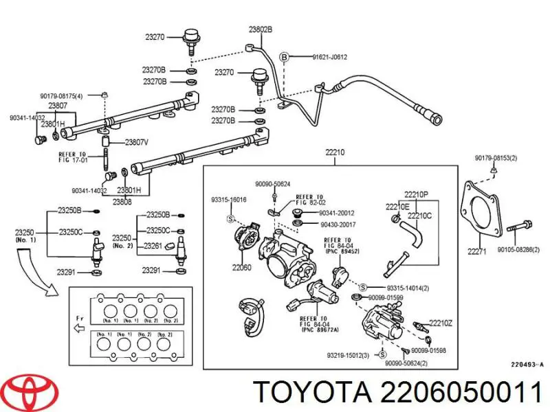 Regulador de la mariposa Toyota 2206050011 precio, desde 302,00 EUR