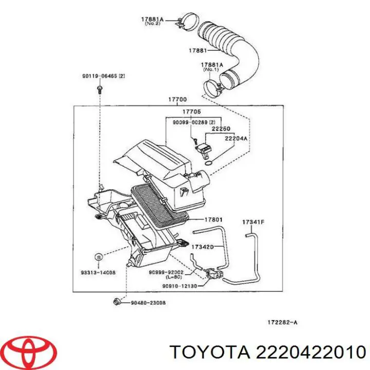 2220422010 Toyota medidor de masa de aire