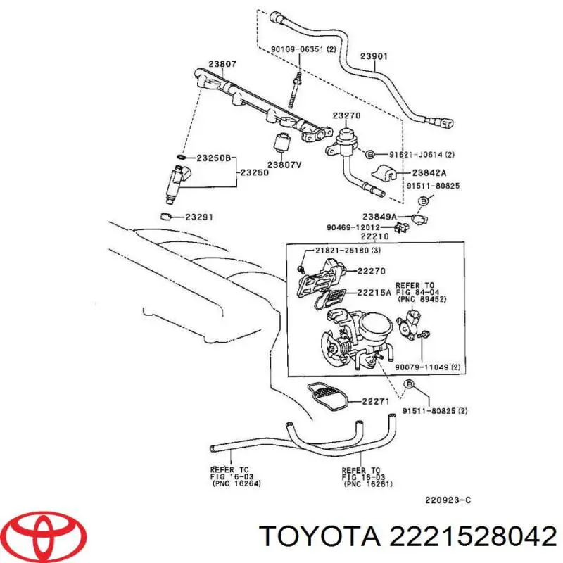 2221528042 Toyota junta de valvula de raleti (regulador)