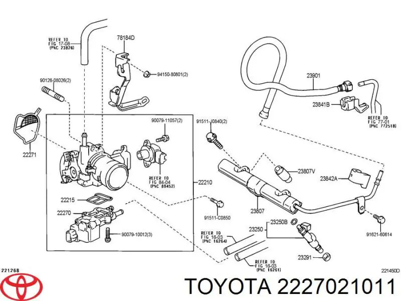 2227021011 Toyota válvula de mando de ralentí, suministro de aire