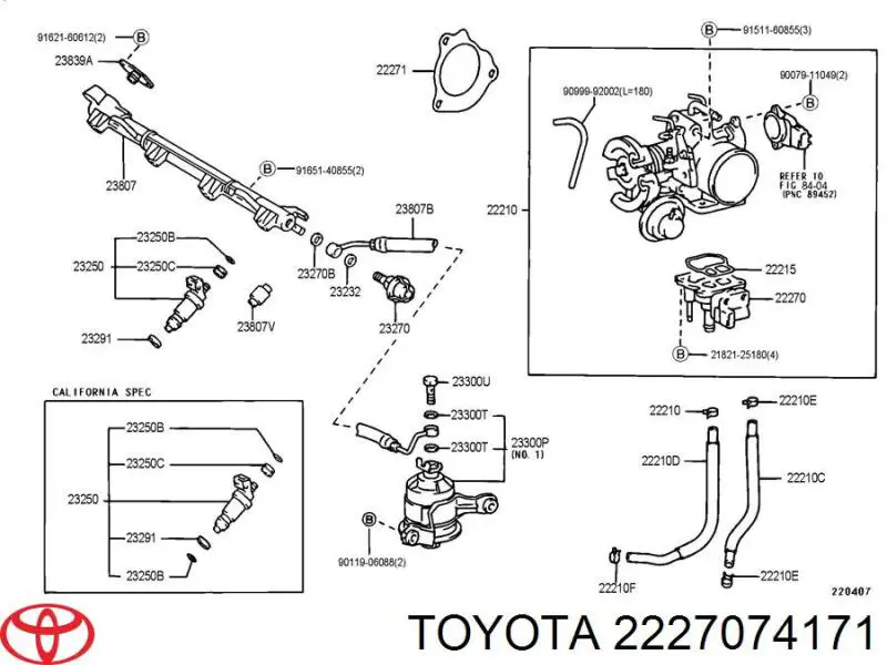 2227074170 Toyota válvula de mando de ralentí