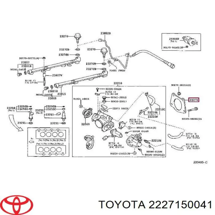 Comprar 2227150040 Toyota Junta cuerpo mariposa
