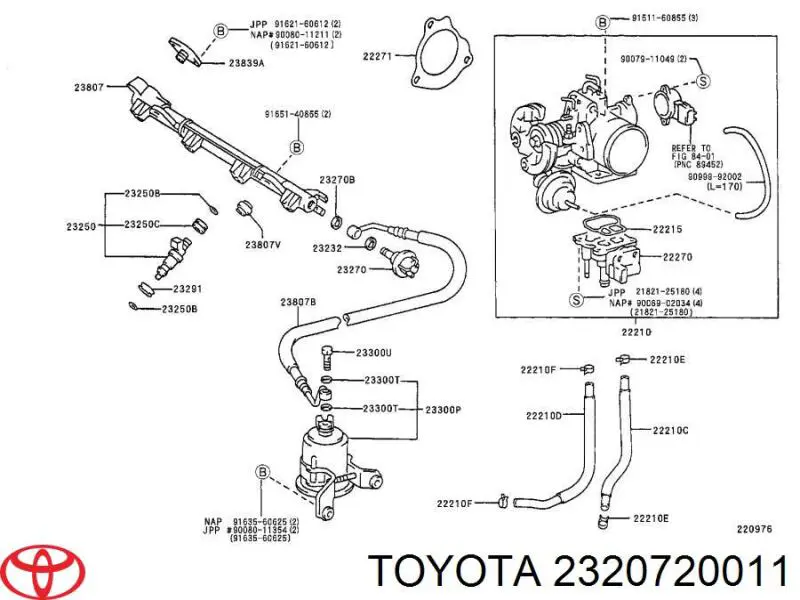 2320720011 Toyota regulador de presión de combustible, rampa de inyectores