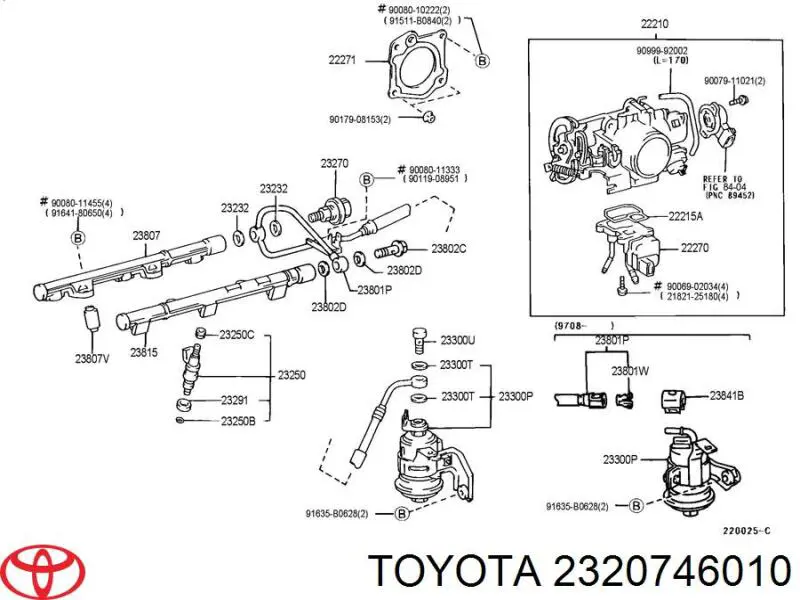 2320746010 Toyota regulador de presión de combustible