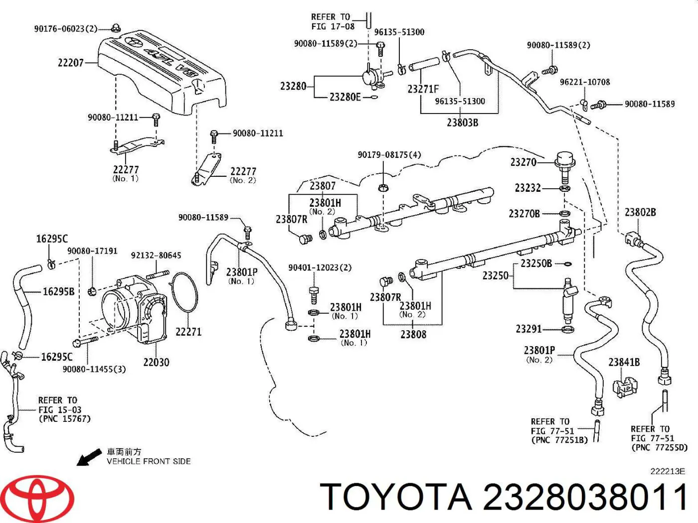 2328038011 Toyota regulador de presión de combustible, rampa de inyectores