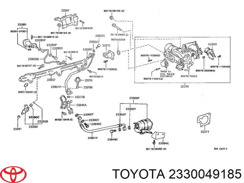 2330049185 Toyota filtro combustible