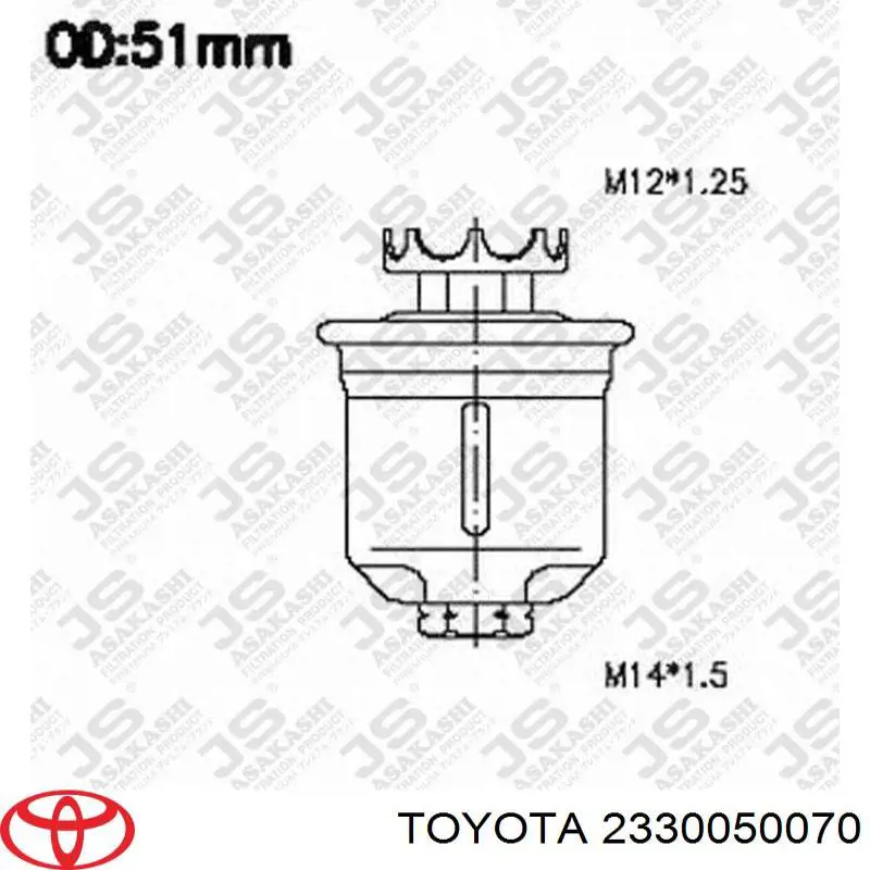 2330050060 Toyota filtro de combustible