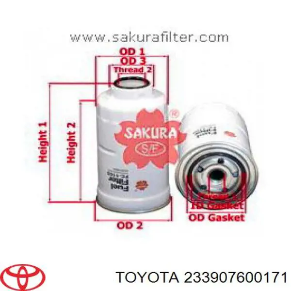 233907600171 Toyota filtro combustible