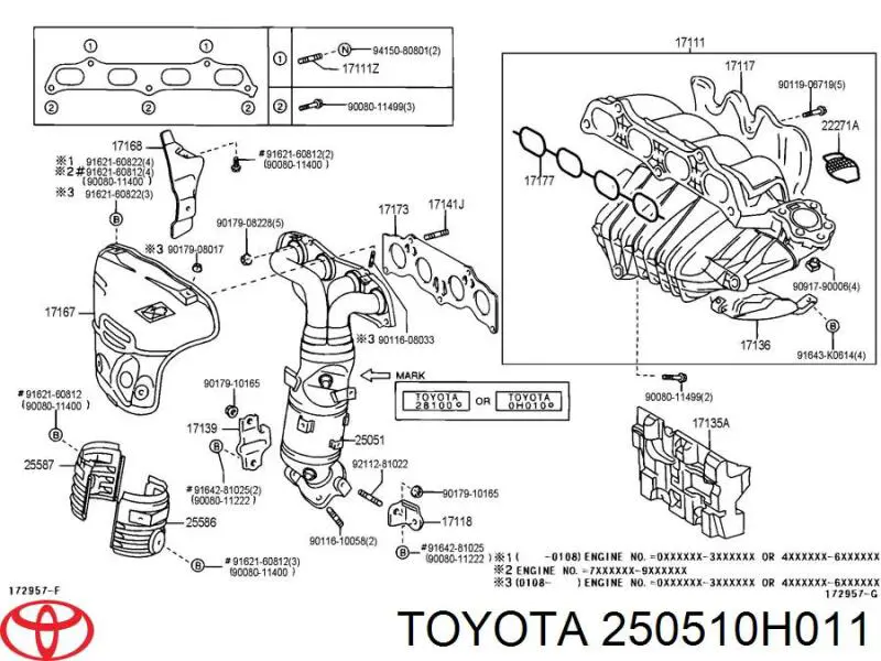 Colector de escape, sistema de escape para Toyota Camry (V30)