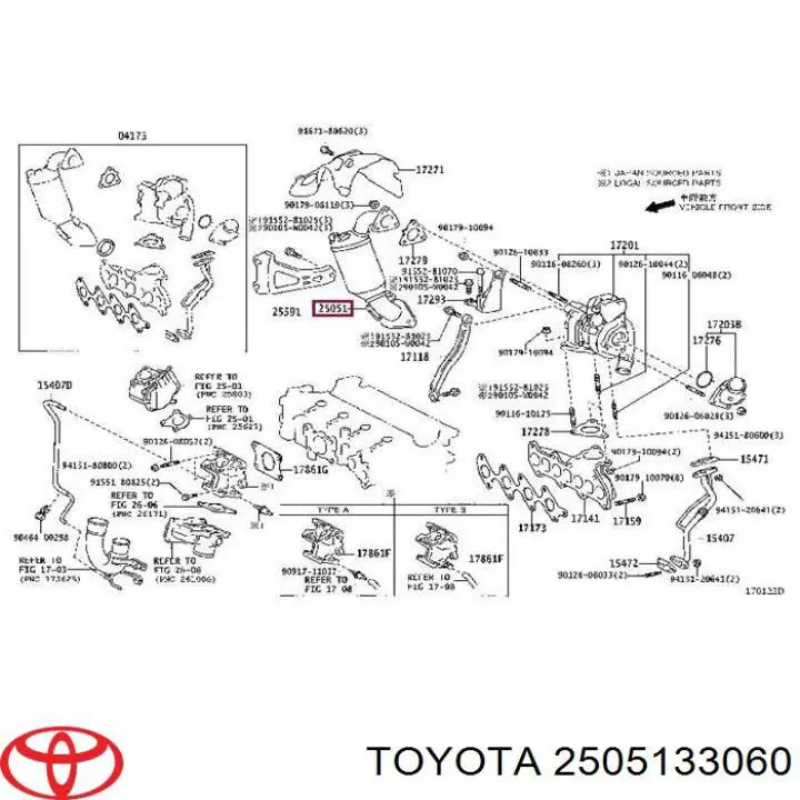 2505133060 Toyota catalizador