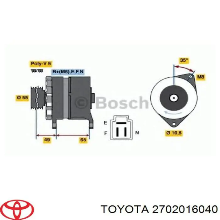 2702016040 Toyota alternador