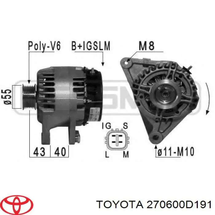 Alternador del motor Toyota 270600D191 precio, desde 172,86 EUR