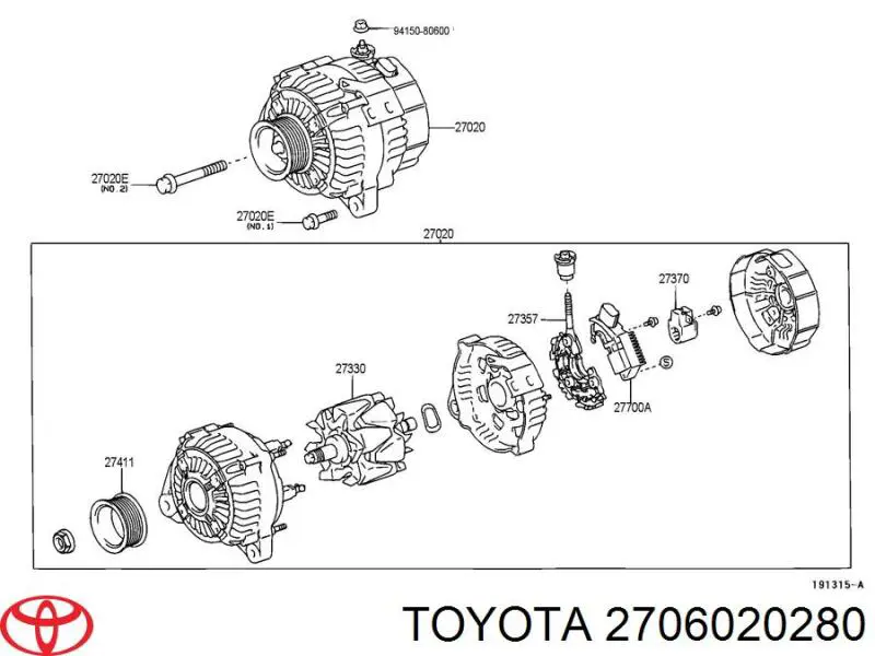 2706020280 Toyota alternador