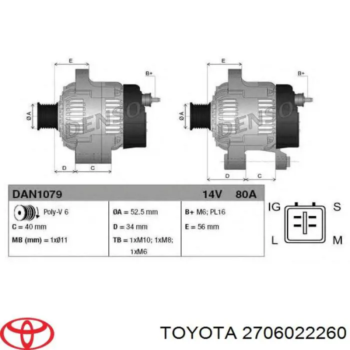 270602226084 Toyota alternador