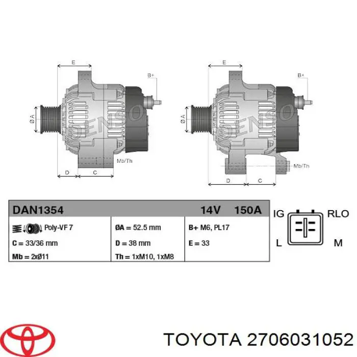 2706031052 Toyota alternador