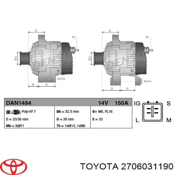 DAN1484 Denso alternador