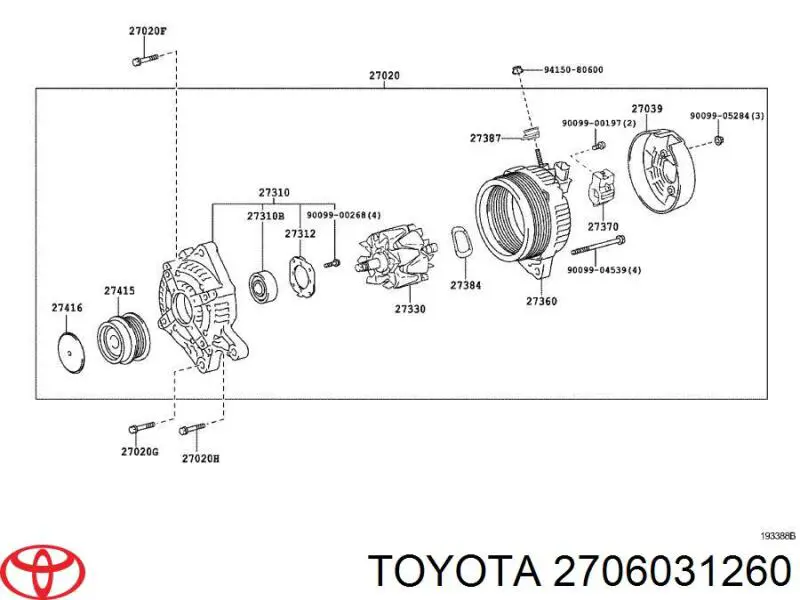 2706031260 Toyota alternador