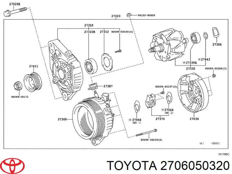 Alternador del motor Toyota 2706050320 precio, desde 233,54 EUR