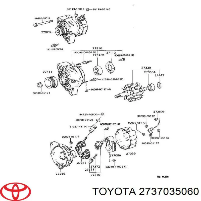 Comprar 2737035060 Toyota Portaescobillas de alternador