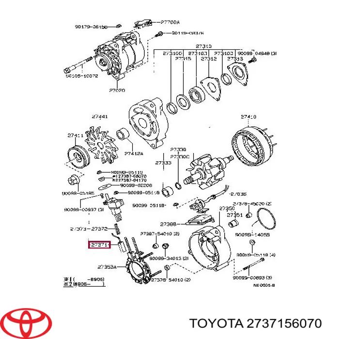 2737156070 Toyota escobilla de carbón, alternador