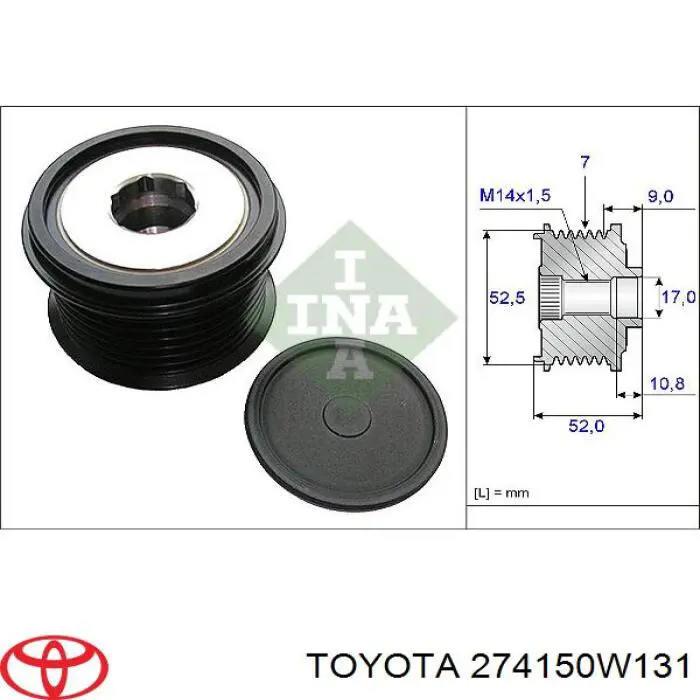 274150W131 Toyota Rueda libre alternador 