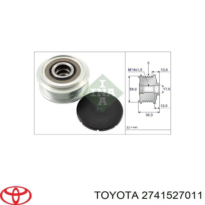 Comprar 2741527011 Toyota Rueda libre del alternador