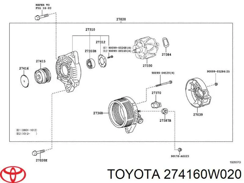Polea rueda libre Toyota 274160W020 precio, desde 10,19 EUR