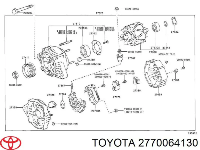 2770064130 Toyota regulador de rele del generador (rele de carga)