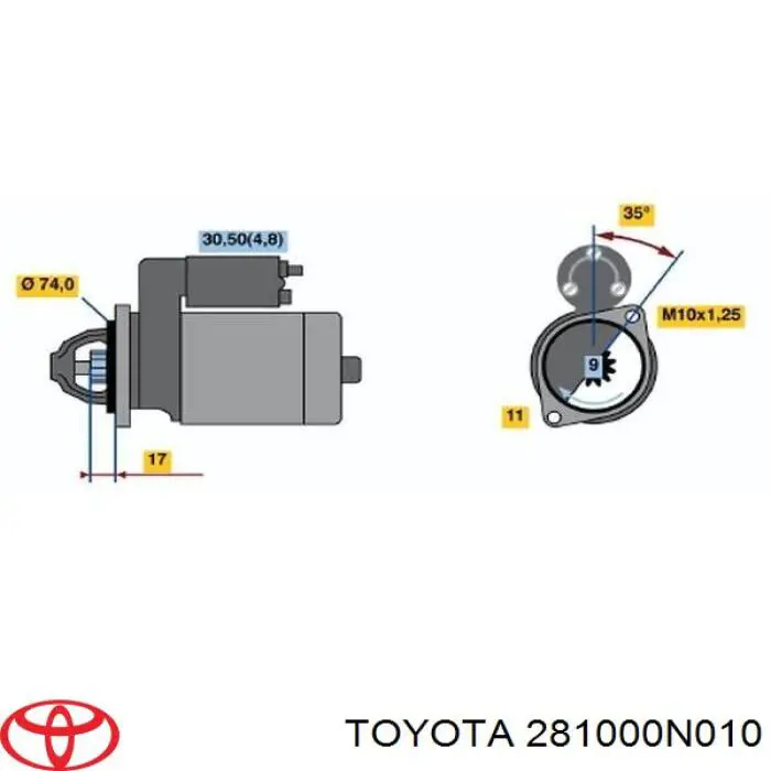Motor de arranque 281000N010 Toyota