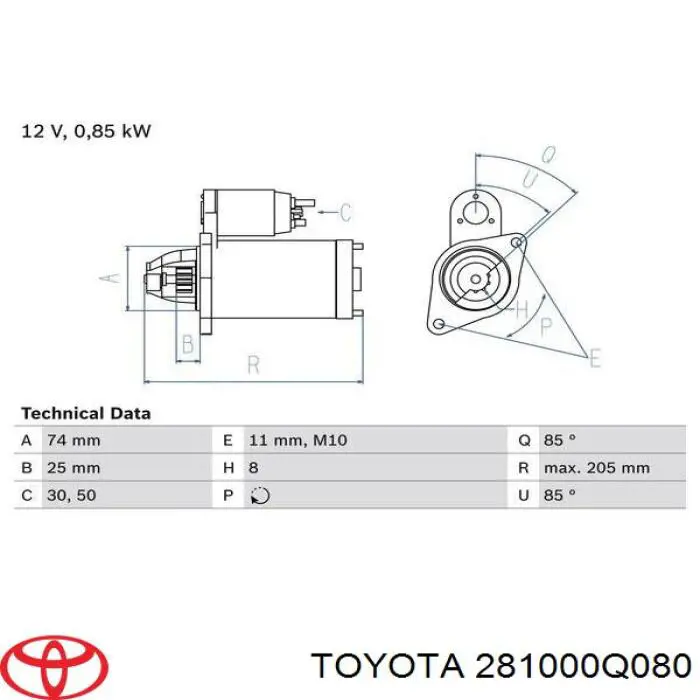 281000Q080 Toyota motor de arranque