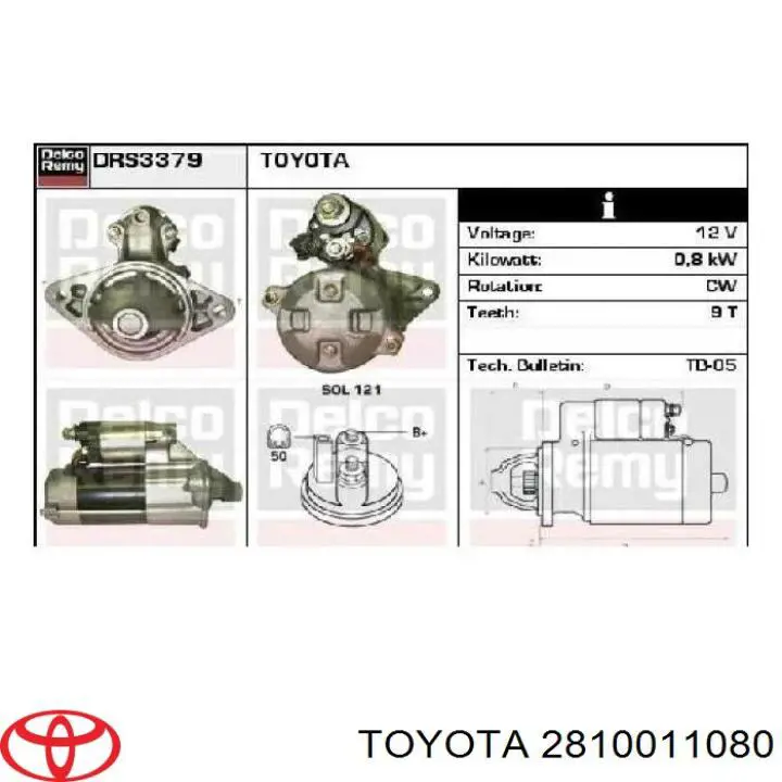 Burro de arranque  Toyota 2810011080 precio, desde 107,81 EUR