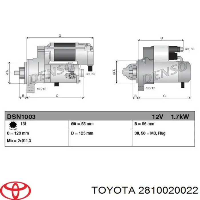 2810020022 Toyota motor de arranque