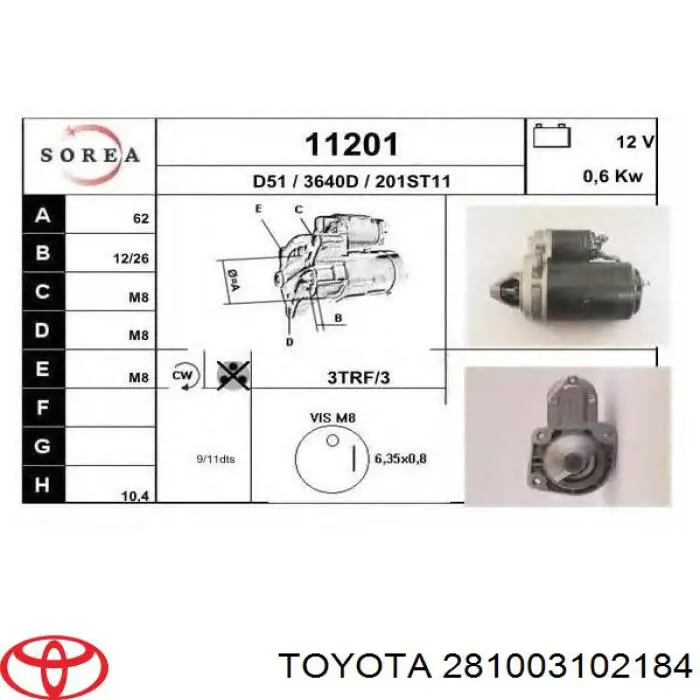 281003102184 Toyota motor de arranque