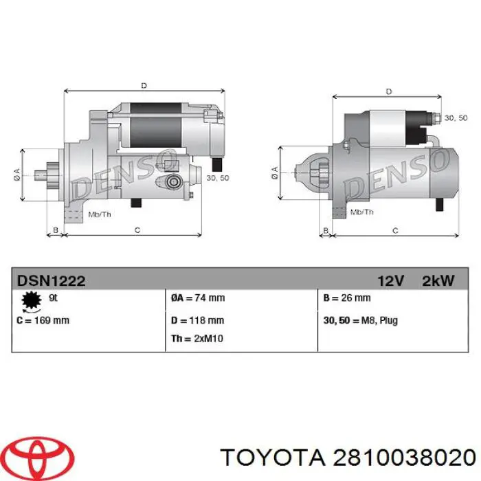 2810038020 Toyota motor de arranque
