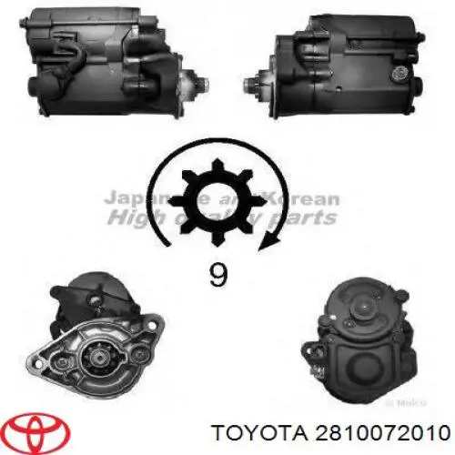 2810072010 Toyota Arranque motores