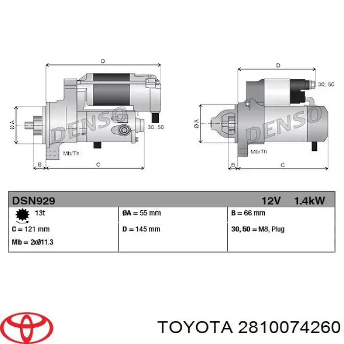 Comprar 2810074260 Toyota Motores de arranque