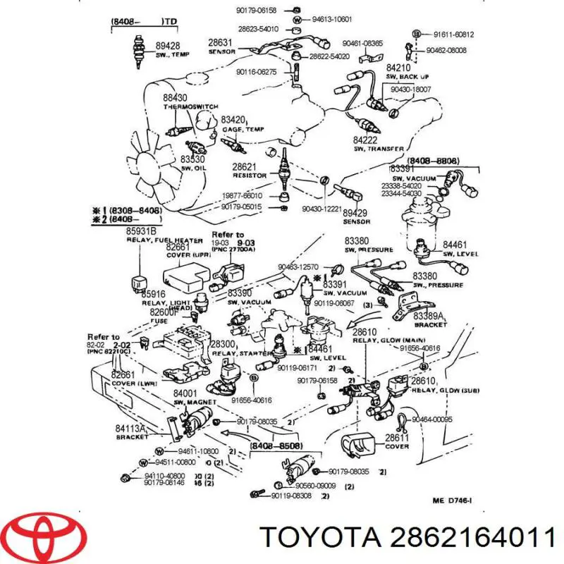 2862164011 Toyota bujía de incandescencia