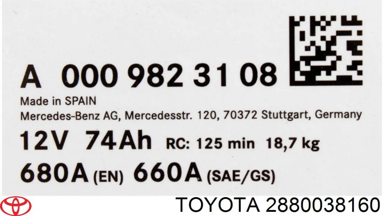 Batería de arranque Toyota 2880038160 precio, desde 145,34 EUR