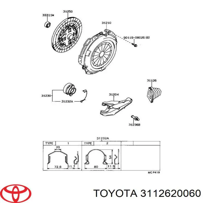 Bota De Horquilla De Embrague para Toyota Hiace (H10)